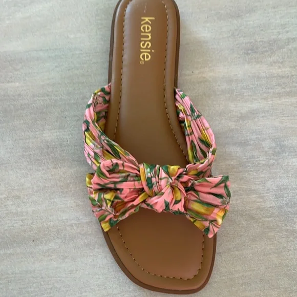 NIB Kenzie flat pink and green floral slides. Size 7 1/2 - Picture 3 of 7